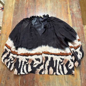 MARTA Black Brown Tie Dye Blouse Women's L/XL